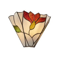 Loops Tiffany Glass Floral Design Wall Light - Dark Bronze Effect - Dimmable LED Lamp in Clear - thumbnail 5