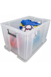 Whitefurze Set of 2 Allstore Storage Box with Lid & Silver Clamp - Clear - thumbnail 2