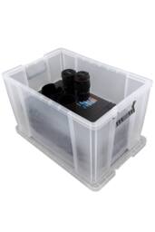 Whitefurze Set of 2 Allstore Storage Box with Lid & Silver Clamp - Clear - thumbnail 4