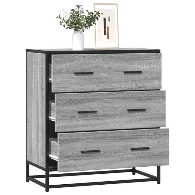 Berkfield Home Sideboard Grey Sonoma 68x35x76 cm Engineered Wood & Metal - Size: 68 x 35 x 76 cm - image 1