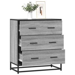 Berkfield Home Sideboard Grey Sonoma 68x35x76 cm Engineered Wood & Metal - Size: 68 x 35 x 76 cm - thumbnail 1