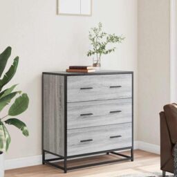 Berkfield Home Sideboard Grey Sonoma 68x35x76 cm Engineered Wood & Metal - Size: 68 x 35 x 76 cm - thumbnail 3