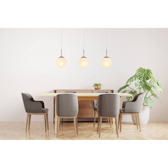 Netlighting Kop Bar Pendant Nickel Balls Alabaster Optic Glass Shade 3x E27 in Grey - image 1