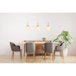 Netlighting Kop Bar Pendant Nickel Balls Alabaster Optic Glass Shade 3x E27 in Grey - thumbnail 1