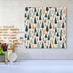 Warren Reed - Designer Boho Inspired Christmas Tree Pattern Canvas in Green - Size: w40 inch x h40 inch - thumbnail 2