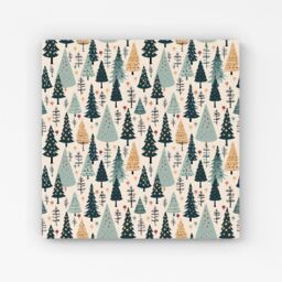 Warren Reed - Designer Boho Inspired Christmas Tree Pattern Canvas in Green - Size: w40 inch x h40 inch - thumbnail 1