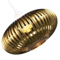 Happy Homewares Modern Designer Line Ribbed Glass Oval Pendant Lamp Shade in Gold - thumbnail 2