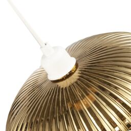 Happy Homewares Modern Designer Line Ribbed Glass Oval Pendant Lamp Shade in Gold - thumbnail 5