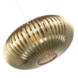 Happy Homewares Modern Designer Line Ribbed Glass Oval Pendant Lamp Shade in Gold - thumbnail 8