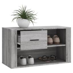 Berkfield Home Shoe Cabinet Grey Sonoma 80x35x45 cm Engineered Wood - Size: 80 x 35 x 45 cm - thumbnail 4