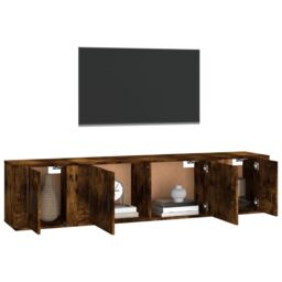 Berkfield Home 3 Piece TV Cabinet Set Smoked Oak Engineered Wood in Brown - thumbnail 3