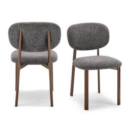 FurnitureboxUK 2x Mirelle Grey Fabric Dining Chairs Bronze Legs in Charcoal - thumbnail 6