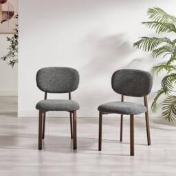 FurnitureboxUK 2x Mirelle Grey Fabric Dining Chairs Bronze Legs in Charcoal - thumbnail 2