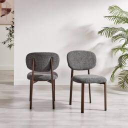 FurnitureboxUK 2x Mirelle Grey Fabric Dining Chairs Bronze Legs in Charcoal - thumbnail 3