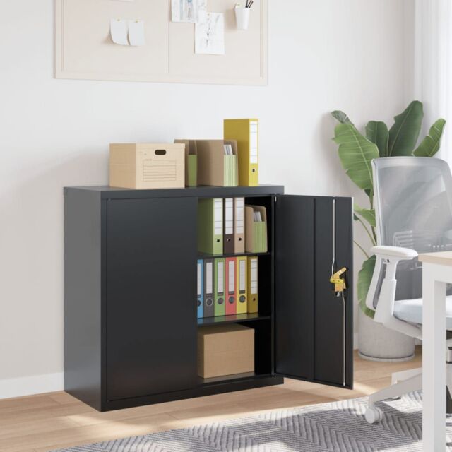Berkfield Home File Cabinet Anthracite 90x40x90 cm Steel in Black - Size: 90 x 40 x 90 cm - image 1