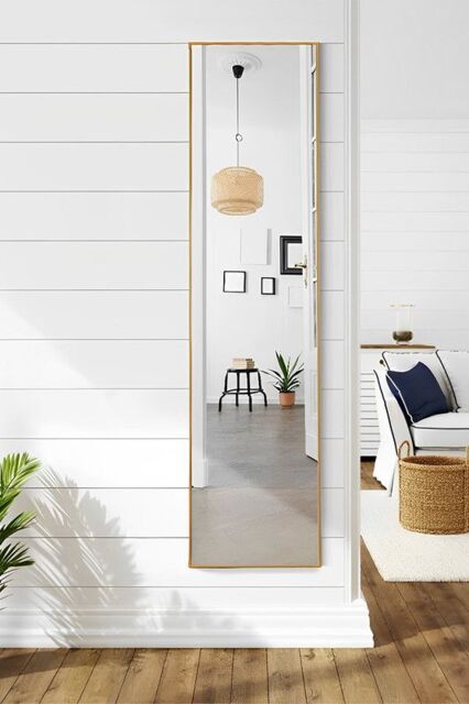 Living and Home 30x120cm Slim Design Metal Frame Full Length Mirror - Wall Mounted/Leaning for Bedroom, Dressing Room & Fashion Stores - image 1