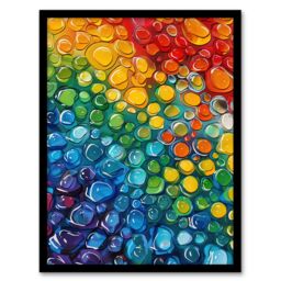 "Artery8 Rainbow Raindrops Abstract Painting Colourful Framed Art Print - Size: W12"" x H16""" - thumbnail 1