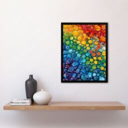 "Artery8 Rainbow Raindrops Abstract Painting Colourful Framed Art Print - Size: W12"" x H16""" - thumbnail 4