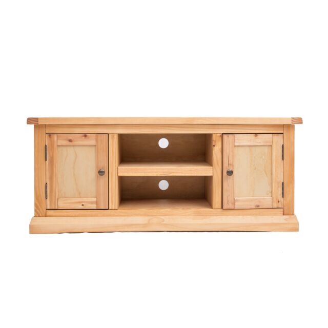 Cabinet Bits Lucca Waxed 2 Door TV Cabinet Brass Knob in Light Brown - image 1