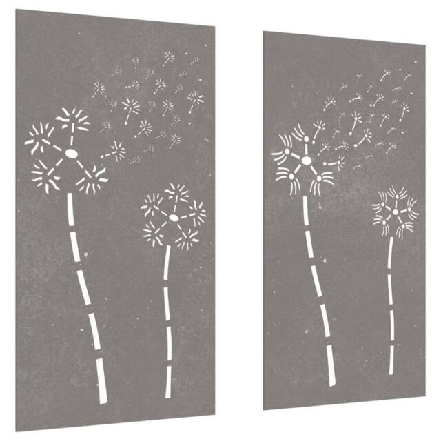 Berkfield Home Garden Wall Decorations 2pcs 105x55cm Corten Steel Flower Design in Brown - Size: 105x55 cm - image 1