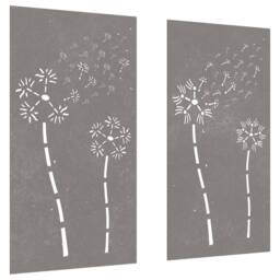Berkfield Home Garden Wall Decorations 2pcs 105x55cm Corten Steel Flower Design in Brown - Size: 105x55 cm