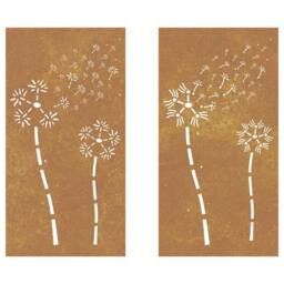 Berkfield Home Garden Wall Decorations 2pcs 105x55cm Corten Steel Flower Design in Brown - Size: 105x55 cm - thumbnail 4