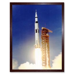 "Artery8 Wall Art Print Apollo 11 Moon Launch Saturn V Rocket Blast Thrust Nasa Kennedy Space Center USA Photograph Art Framed - Size: W12"" x H16""" - thumbnail 1