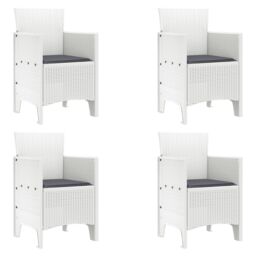 Berkfield Home 5 Piece Garden Dining Set with Cushions White Poly Rattan - thumbnail 5