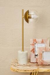 Orsina Elegant Chrome Finish Table Lamp, Contemporary Bedside Table Light, Easily Maintained Tall Bedside Lamp in Gold - thumbnail 2