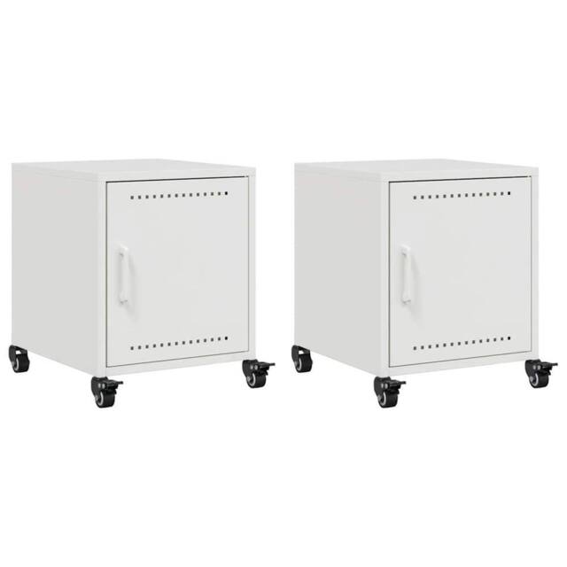 Berkfield Home Bedside Cabinets 2 pcs White 36x39x43.5 cm Steel - image 1
