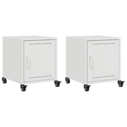 Berkfield Home Bedside Cabinets 2 pcs White 36x39x43.5 cm Steel - thumbnail 1