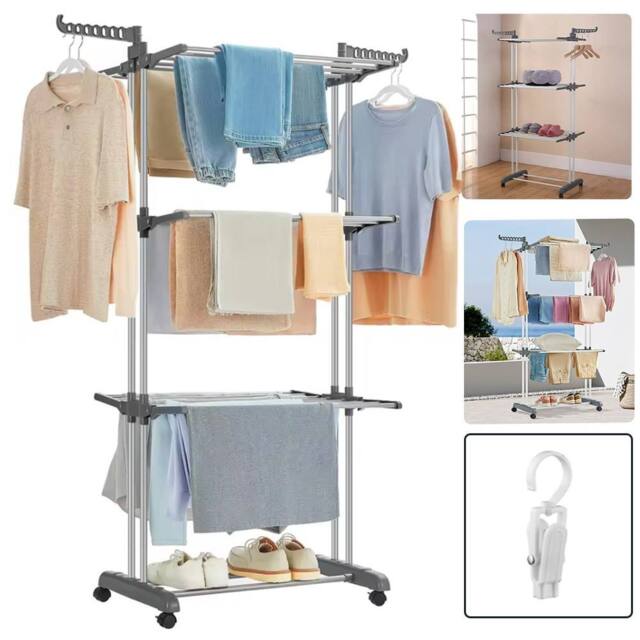 Hinsinc 4 Tier Foldable Clothes Airer Rack Indoor Outdoor in Grey - image 1