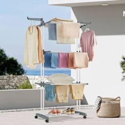 Hinsinc 4 Tier Foldable Clothes Airer Rack Indoor Outdoor in Grey - thumbnail 3
