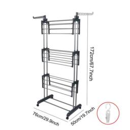 Hinsinc 4 Tier Foldable Clothes Airer Rack Indoor Outdoor in Grey - thumbnail 2