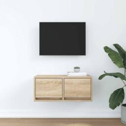 Berkfield Home TV Cabinet Sonoma Oak 60x31x25.5 cm Engineered Wood in Brown - thumbnail 3
