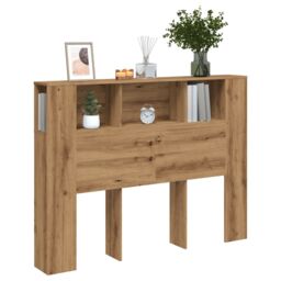 Berkfield Home Headboard Cabinet Artisan Oak 140x18.5x102.5 cm Engineered Wood in Brown - thumbnail 1
