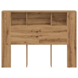 Berkfield Home Headboard Cabinet Artisan Oak 140x18.5x102.5 cm Engineered Wood in Brown - thumbnail 4