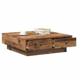 Berkfield Home Beautiful Coffee Table Old wood Reclaimed Wood 90 x 90 x 28 cm in Brown - thumbnail 1
