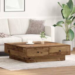 Berkfield Home Beautiful Coffee Table Old wood Reclaimed Wood 90 x 90 x 28 cm in Brown - thumbnail 4
