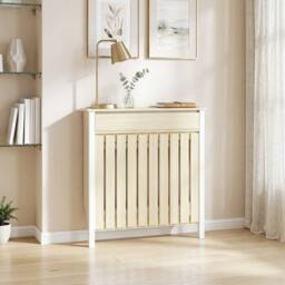 HOMCOM Radiator Cover with Drawer & Vertical Slats in Light Oak - Size: Small - thumbnail 1