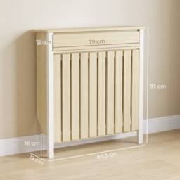 HOMCOM Radiator Cover with Drawer & Vertical Slats in Light Oak - Size: Small - thumbnail 3