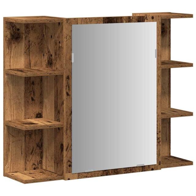 Berkfield Home Bathroom Mirror Cabinet Old Wood 80x20.5x64 cm Engineered Wood in Brown - image 1