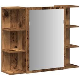 Berkfield Home Bathroom Mirror Cabinet Old Wood 80x20.5x64 cm Engineered Wood in Brown - thumbnail 1