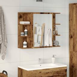 Berkfield Home Bathroom Mirror Cabinet Old Wood 80x20.5x64 cm Engineered Wood in Brown - thumbnail 3