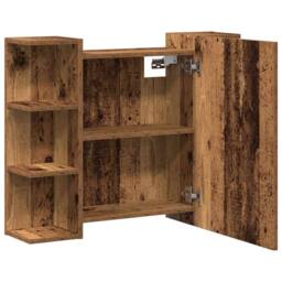 Berkfield Home Bathroom Mirror Cabinet Old Wood 80x20.5x64 cm Engineered Wood in Brown - thumbnail 8