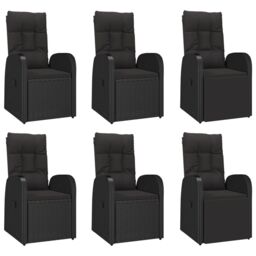 Berkfield Home 7 Piece Garden Dining Set Black Poly Rattan&Solid Wood Acacia - thumbnail 4
