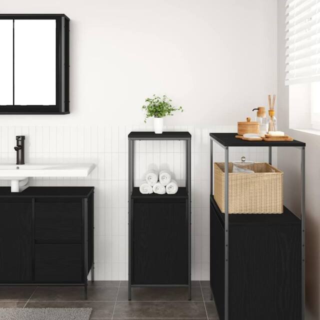 Berkfield Home Durable Bathroom Cabinet with Shelves Black Oak 36x35x95 cm - Size: 36 x 35 x 95 cm - image 1