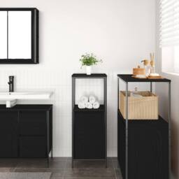 Berkfield Home Durable Bathroom Cabinet with Shelves Black Oak 36x35x95 cm - Size: 36 x 35 x 95 cm