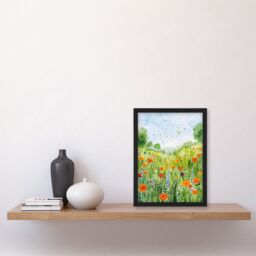 "Artery8 California Poppy Reserve Summer Flower Meadow Framed Art Print in Green - Size: W12"" x H16""" - thumbnail 4