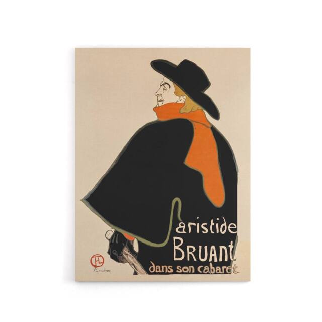 "Artery8 Aristide Bruant in his Cabaret Canvas Wall Art Print Lautrec in Orange - Size: W18"" x H24""" - image 1